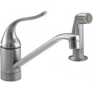 Kohler KOHLER 15176-F-CP Coralais(R) Two-Hole Sink 8-1/2 spout, Matching Finish sidespray and Lever Handle Kitchen Faucet, Polished Chrome