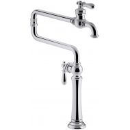 Kohler KOHLER 99271-CP Artifacts Single-Hole Deck-Mount Pot Filler Kitchen Sink Faucet with 22-Inch Extended Spout, Polished Chrome