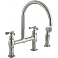 Kohler K-6131-3-VS Parq Deck-Mount Kitchen Faucet with Spray, Vibrant Stainless