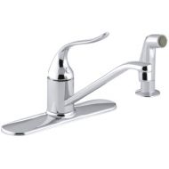 Kohler KOHLER 15172-F-CP Coralais(R) Three-Hole Sink 8-1/2 spout, Matching Finish sidespray and Lever Handle Kitchen Faucet, Polished Chrome