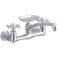 Kohler KOHLER K-149-3-CP Antique Wall-Mount Kitchen Sink Faucet, Polished Chrome