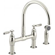 Kohler KOHLER K-6131-4-SN Part Deck-Mount Kitchen Faucet with Spray, Vibrant Polished Nickel