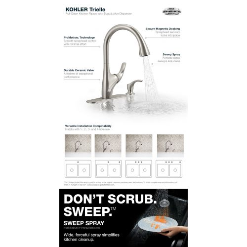  Kohler K-R18594-SD-VSTrielle Single-Handle Pull-Down Sprayer Kitchen Faucet in Vibrant Stainless