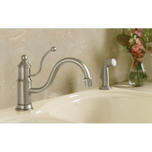  Kohler KOHLER K-169-BN Antique Single Control Kitchen Sink Faucet, Vibrant Brushed Nickel