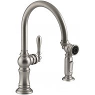 Kohler KOHLER K-99262-VS Artifacts 2-Hole Kitchen Sink Faucet and 14-11/16-Inch Swing Spout, Vibrant Stainless