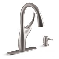 Kohler K-R72511-SD-VS Mazz 2-Hole Kitchen Faucet with 15-1/2 Pull-down Spout and Soap/Lotion Dispenser Vibrant Stainless