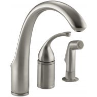 Kohler KOHLER K-10430-BN Forte Single Control Remote Valve Kitchen Sink Faucet with Sidespray and Lever Handle, Vibrant Brushed Nickel