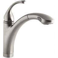 Kohler KOHLER K-10433-VS Forte Single Control Pull-out Kitchen Sink Faucet, Single Lever Handle, 1-hole or 3-hole installation, Vibrant Stainless, 2-function Spray Head