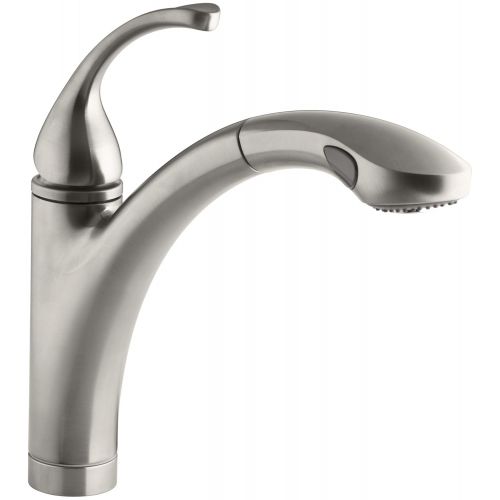  Kohler KOHLER K-10433-VS Forte Single Control Pull-out Kitchen Sink Faucet, Single Lever Handle, 1-hole or 3-hole installation, Vibrant Stainless, 2-function Spray Head