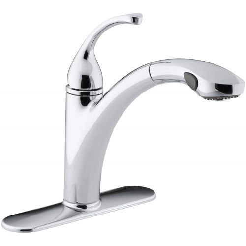  Kohler KOHLER K-10433-VS Forte Single Control Pull-out Kitchen Sink Faucet, Single Lever Handle, 1-hole or 3-hole installation, Vibrant Stainless, 2-function Spray Head