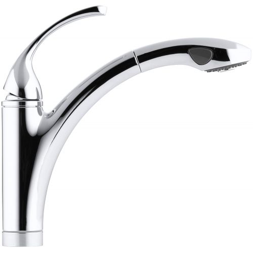  Kohler KOHLER K-10433-VS Forte Single Control Pull-out Kitchen Sink Faucet, Single Lever Handle, 1-hole or 3-hole installation, Vibrant Stainless, 2-function Spray Head