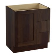 Kohler KOHLER K-99530-TKR-1WD Poplin 30-Inch Vanity with Toe Kick, 1 Door and 3 Drawers on Right, Ramie Walnut