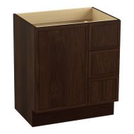 Kohler KOHLER K-99504-TKR-1WD Jacquard 30-Inch Vanity with Toe Kick, 1 Door and 3 Drawers on Right, Ramie Walnut