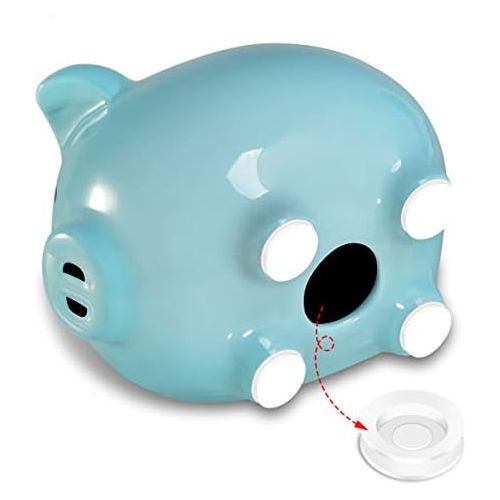  [아마존베스트]Koicaxy Piggy Bank, Child to Cherish Ceramic Pig Money Piggy Banks for Boys Girls Kids Blue