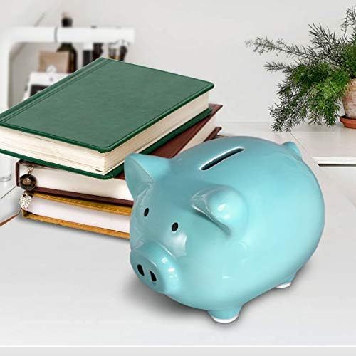  [아마존베스트]Koicaxy Piggy Bank, Child to Cherish Ceramic Pig Money Piggy Banks for Boys Girls Kids Blue