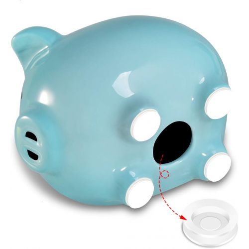  [아마존베스트]Koicaxy Piggy Bank, Child to Cherish Ceramic Pig Money Piggy Banks for Boys Girls Kids Blue