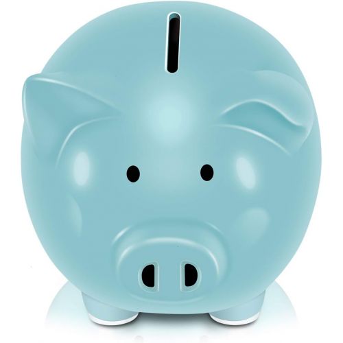  [아마존베스트]Koicaxy Piggy Bank, Child to Cherish Ceramic Pig Money Piggy Banks for Boys Girls Kids Blue