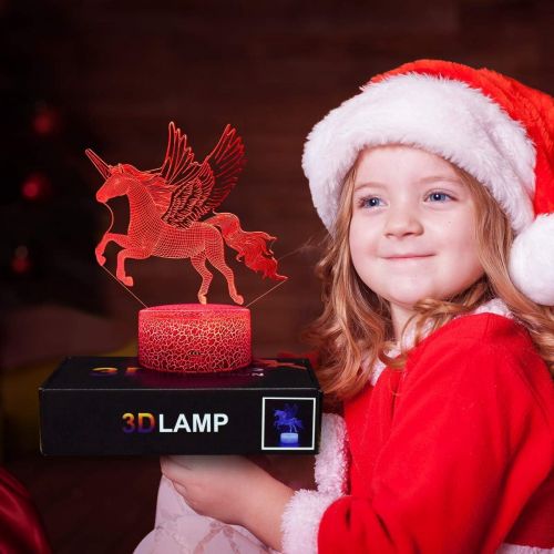  [아마존베스트]Koicaxy Unicorn Night Light for Kids, LED 3D Night Light Bedside Lamp with Remote & Smart Touch 16 Colors + 7 Colors Changing Dimmable, Best Unicorn Toys Birthday for Girls Boys