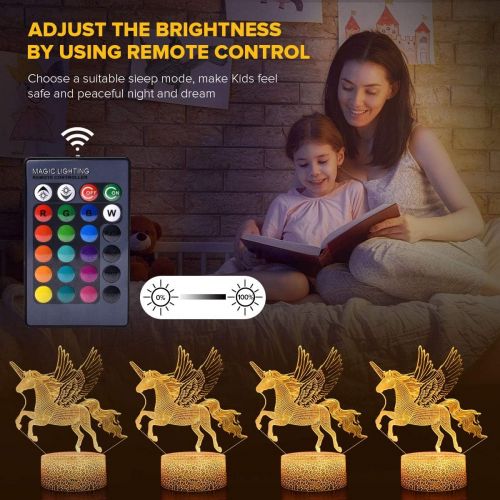  [아마존베스트]Koicaxy Unicorn Night Light for Kids, LED 3D Night Light Bedside Lamp with Remote & Smart Touch 16 Colors + 7 Colors Changing Dimmable, Best Unicorn Toys Birthday for Girls Boys