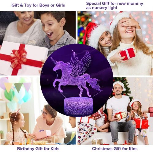  [아마존베스트]Koicaxy Unicorn Night Light for Kids, LED 3D Night Light Bedside Lamp with Remote & Smart Touch 16 Colors + 7 Colors Changing Dimmable, Best Unicorn Toys Birthday for Girls Boys