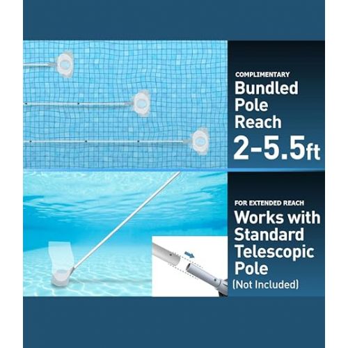  Kokido Rechargeable Pool Leaf Vacuum with Section Pole, 5X Suction, Deep Clean, Heavy Duty XL Debris Bag, Sand, Leaves and Debris, Ideal fo Inground and Above Ground Pool, Work 75 Mins, Xtrovac410