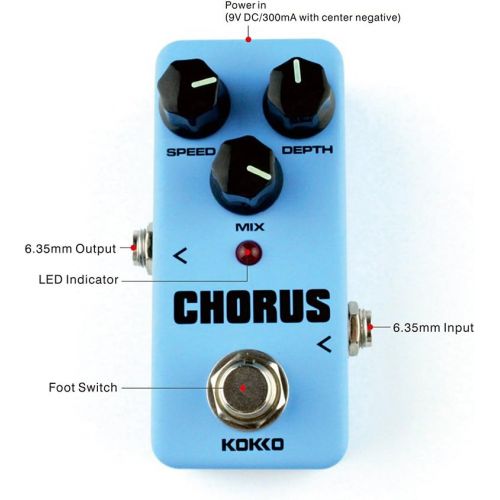  KOKKO Guitar Mini Effects Pedal Chorus - Warm Analog Chorus Effect Sound Processor Portable Accessory for Guitar and Bass  FCH2