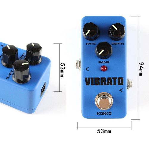  KOKKO Guitar Mini Effects Pedal Vibrato - Traditional Vibrato Effect Sound Processor Portable Accessory for Guitar and Bass - FVB2