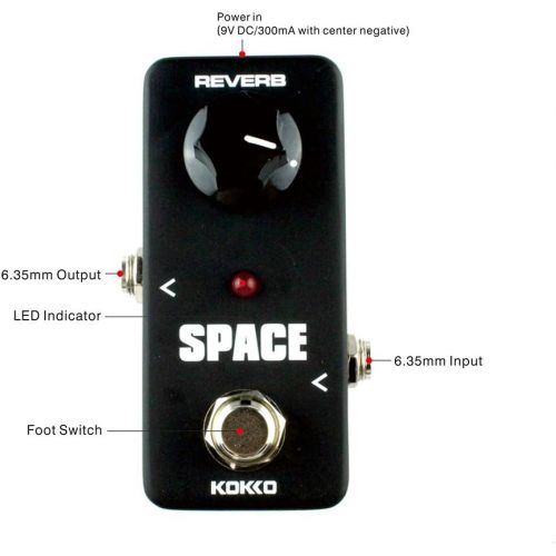  KOKKO Guitar Mini Effects Pedal Space - Full Reverb and Classic Hall Effect Sound Processor Portable Accessory for Guitar and Bass - FRB2