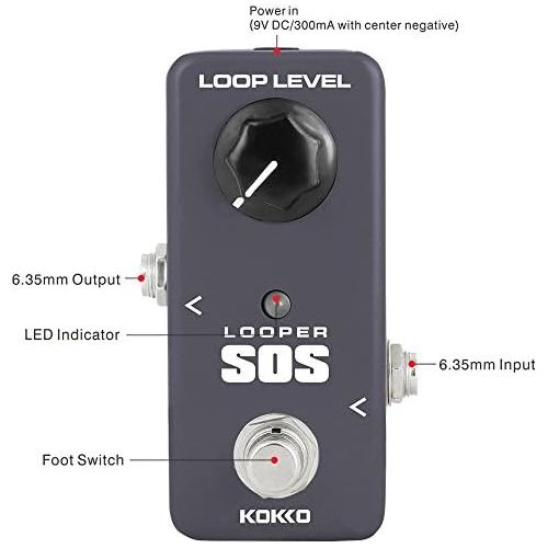  Guitar Loop Pedal Looper Effects 5 Minutes Looping Time Loop station,Exclude Power Adapter - KOKKO(FLP2)