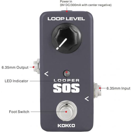  Guitar Loop Pedal Looper Effects 5 Minutes Looping Time Loop station,Exclude Power Adapter - KOKKO(FLP2)