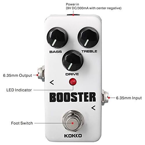  Booster Guitar Pedal, Analog Mini Effect Pedal for Guitar and Bass, Exclude Power Adapter - KOKKO (Booster)