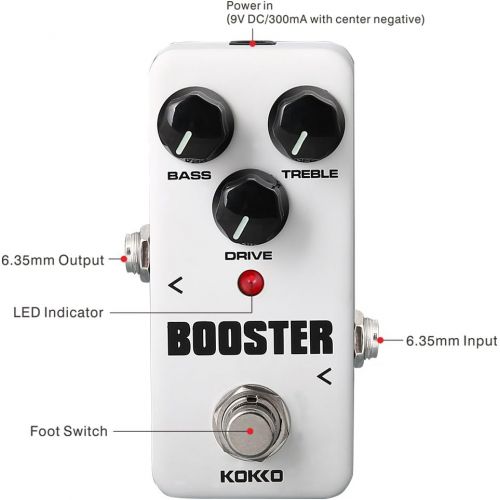  Booster Guitar Pedal, Analog Mini Effect Pedal for Guitar and Bass, Exclude Power Adapter - KOKKO (Booster)