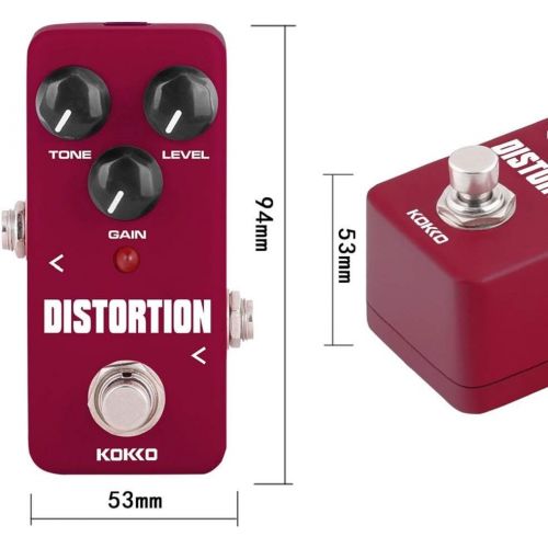  Distortion Guitar Pedal, Mini Effect Pedal Processor of Classic Distortion Tone Effect Universal for Guitar and Bass, Exclude Power Adapter - KOKKO (FDS2)