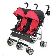 [아마존베스트]Kolcraft Cloud Lightweight and Compact Double Umbrella Stroller, Red/Black