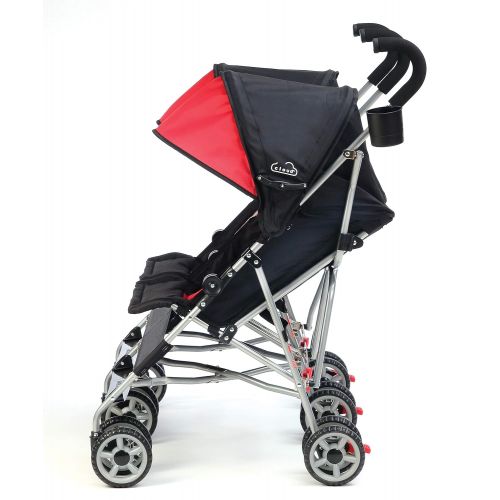  [아마존베스트]Kolcraft Cloud Lightweight and Compact Double Umbrella Stroller, Red/Black