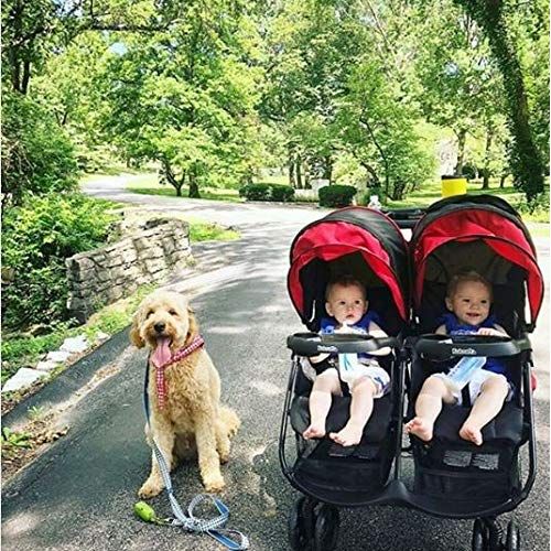  Kolcraft Cloud Plus Lightweight Double Stroller with Reclining Seats & Extendable Canopies, Red/Black