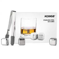 [아마존베스트]Kollea Stainless Steel Chilling Cubes Reusable Ice Cube Whiskey Stones for Drinks with Ice Tongs and Freezer Storage Tray for Whiskey (6 Pack)