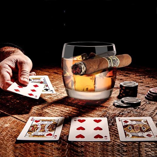  [아마존베스트]Old Fashioned Whiskey Glass, Kollea Cigar Whiskey Glass with Cigar Rest Holder, Gift for Men Who Have Everything, Elegant Gift Box for Christmas, New Year, Thanksgiving, Birthday (