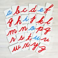KoloRaStudio Montessori alphabet cards - Lowercase Felt Letters: Cursive - Hardboard
