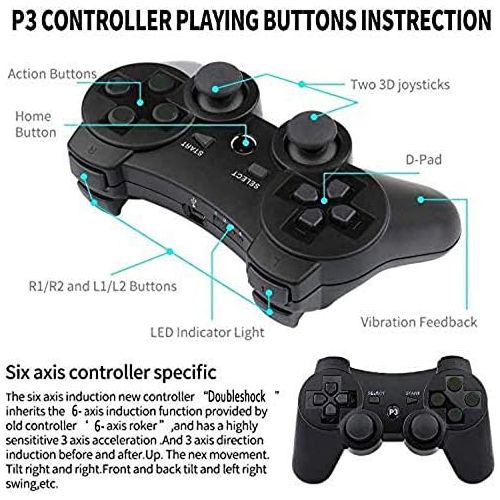  Kolopc PS3 Controller Wireless for Playstation 3 Dual Shock (Pack of 2,Black)