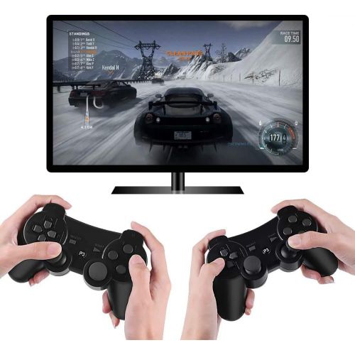  [아마존베스트]Kolopc PS3 Controller Wireless for Playstation 3 Dual Shock (Pack of 2,Black and Pink)