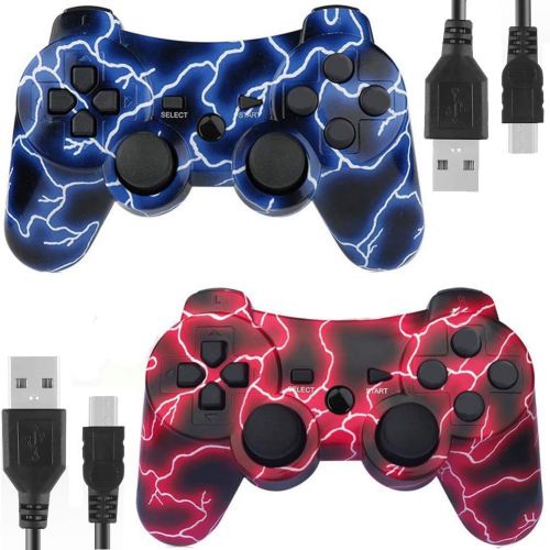  [아마존베스트]Kolopc PS3 Controller Wireless for Playstation 3 Dual Shock (RedFlash and BlueFlash)