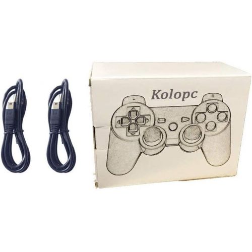  [아마존베스트]Kolopc Controllers for PS3 Playstation 3 Dual Shock, Wireless Bluetooth Remote Joystick Gamepad for Six-axis with Charging Cable (Pack of 2, BlueFlash and StarrySky)