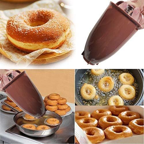  [아마존베스트]Koly-Hundebett Donut Maker - Donut Baking Mould - Dough Dispenser Stainless Steel Pancake Dough Dispenser for Donuts - for Delicious Mini Doughnuts - Homemade Dessert DIY Tool Kitchen Pastry