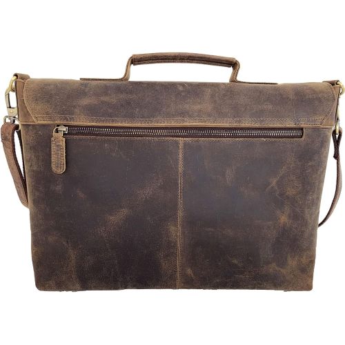  [아마존베스트]KomalC 18 Inch Buffalo Leather Briefcase Laptop Messenger Bag Office Briefcase College Bag for Men and Women