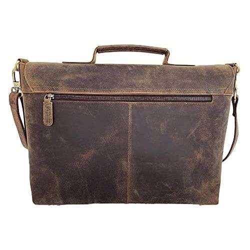  [아마존베스트]KomalC 16 Inch Buffalo Leather Briefcase Laptop Messenger Bag Office Briefcase College Bag for Men and Women