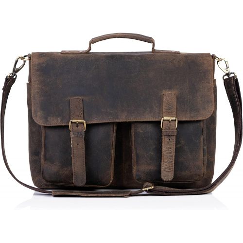  [아마존베스트]KomalC 16 Inch Buffalo Leather Briefcase Laptop Messenger Bag Office Briefcase College Bag for Men and Women