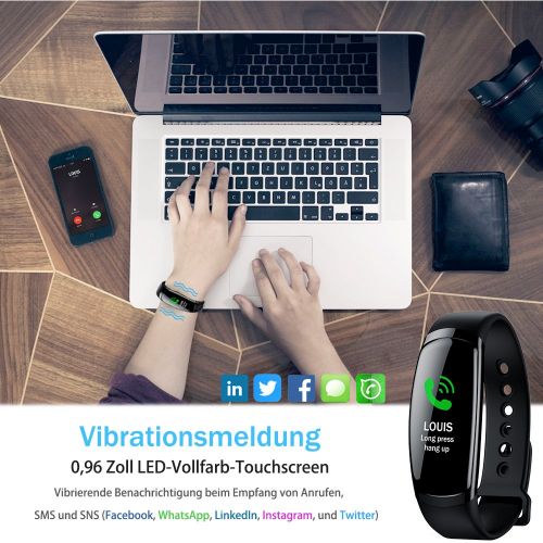  Kombel Fitness Trackers Fitness Armband mit Pulsmesser Wasserdicht Farbbildschirm Aktivitatstracker Kalorienzahler Schlafmonitor Vibrationsalarm Schrittzahler mit Anruf SMS Kinder Damen H