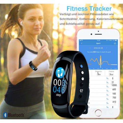  Kombel Fitness Trackers Fitness Armband mit Pulsmesser Wasserdicht Farbbildschirm Aktivitatstracker Kalorienzahler Schlafmonitor Vibrationsalarm Schrittzahler mit Anruf SMS Kinder Damen H