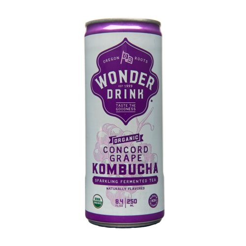  Kombucha Wonder Drink Wonder Drink Kombucha, Organic Grape Sparkling Fermented Tea, 8.4oz Can (Pack of 24)